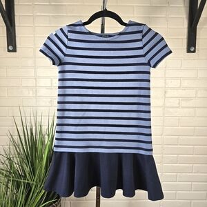 Polo by Ralph Lauren Blue Striped Stretch Ponte Kids Dress Size 6x